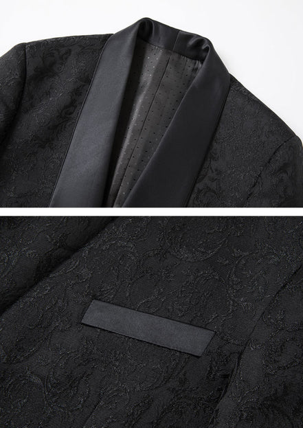 Men’s Luxury Jacquard Notched Lapel Tuxedo 3-piece Suit