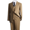 Men's Peak Lapel 3-piece Barge Collar Brown Suit