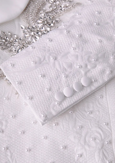 Men’s 3-Piece Heavily Handcrafted Embroidered Shawl Collar Pearl Tuxedo