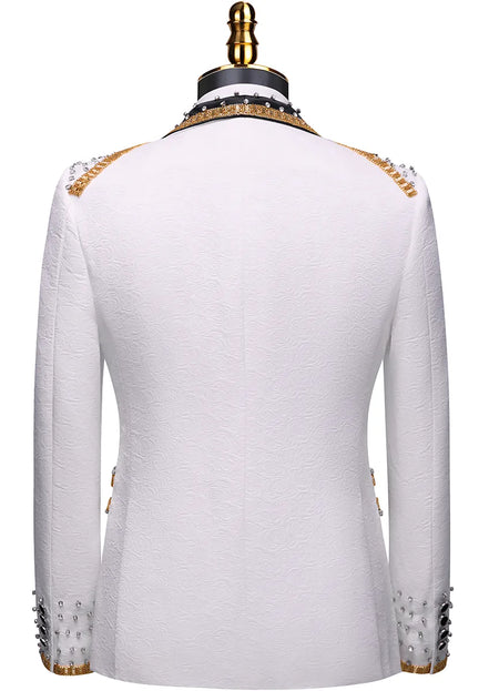 Men’s Elegant Hand-embroidered Black and Gold Men's Tailcoat 3-piece Suit