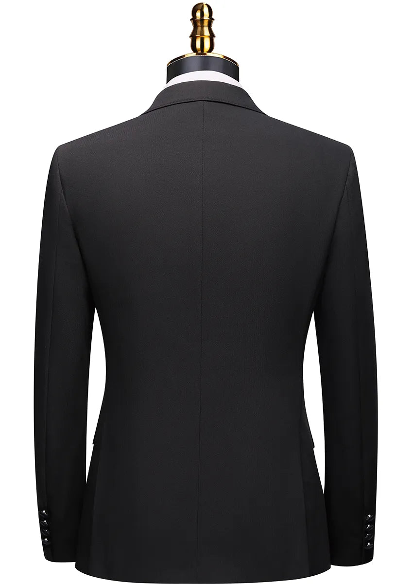 Men’s Black Legend Peak Lapel Double-Breasted Rhinestone Tuxedo 3-Piece Suit