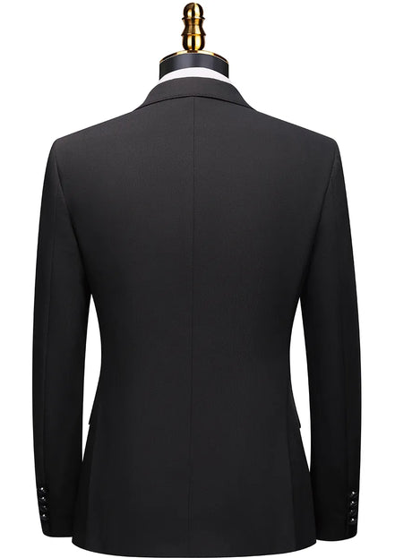 Men’s Black Legend Peak Lapel Double-Breasted Rhinestone Tuxedo 3-Piece Suit
