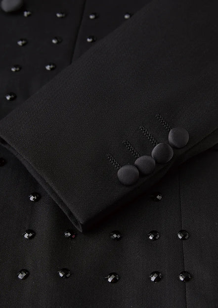 Men’s Black Legend Peak Lapel Double-Breasted Rhinestone Tuxedo 3-Piece Suit