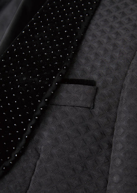 Men’s 3-Piece Classic Black Velvet Tuxedo with Pearl Embellishments