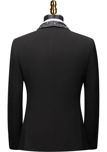 Men’s Rystal Tassel Black Luxury Notched Lapel 2-Piece Set