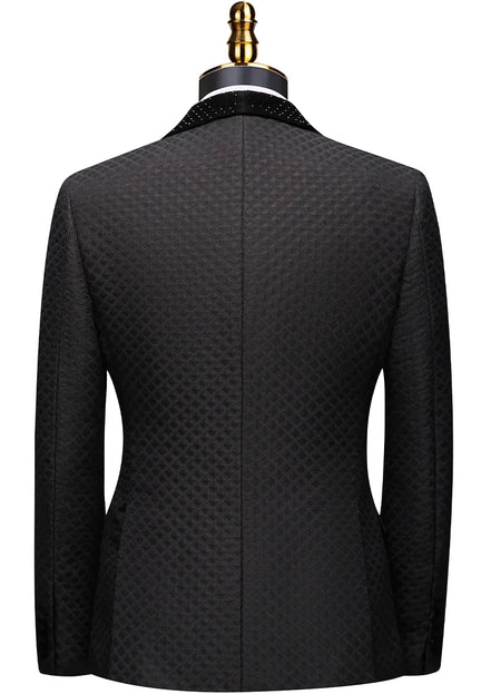 Men’s 3-Piece Classic Black Velvet Tuxedo with Pearl Embellishments