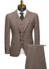 Brown suit with vest and pants on a mannequin against a white background