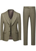 Green suit with jacket, vest, and pants on a white background