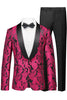 Men's Pink Jacquard Blazer One-button Shawl Lapel Jacket-1