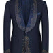 Model Back - Dark Blue Rhinestone Tuxedo Slim Fit - Nevo Suit