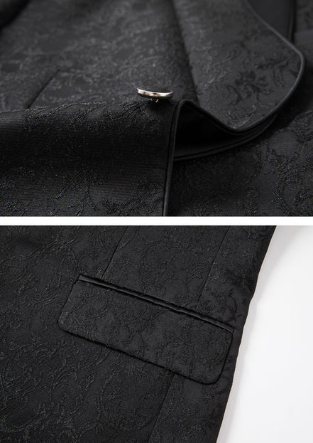 Men’s Black Jacquard 3-Piece Wedding Groom Tuxedo