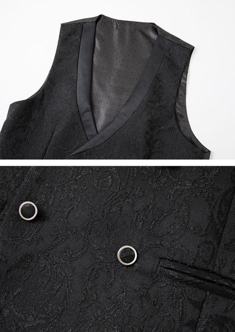 The Regal Floral - Black Jacquard Tuxedo Set