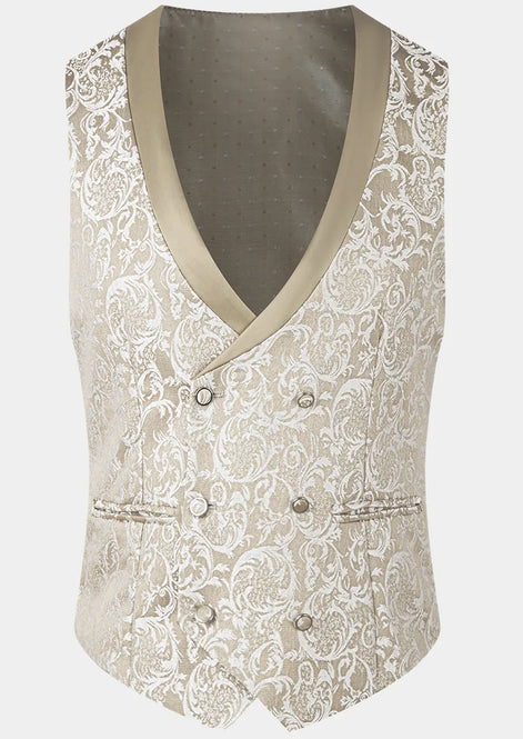 Champagne gold shimmering jacquard fabric texture detail - Nevo Suits