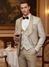 Men’s Tan Jacquard 3-Piece Wedding Groom Tuxedo