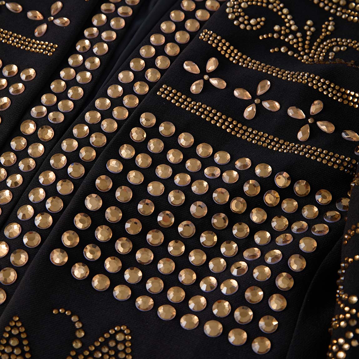 Diadem Pharaoh black dinner jacket with gold crown and scrolling crystal detailing - product view 20