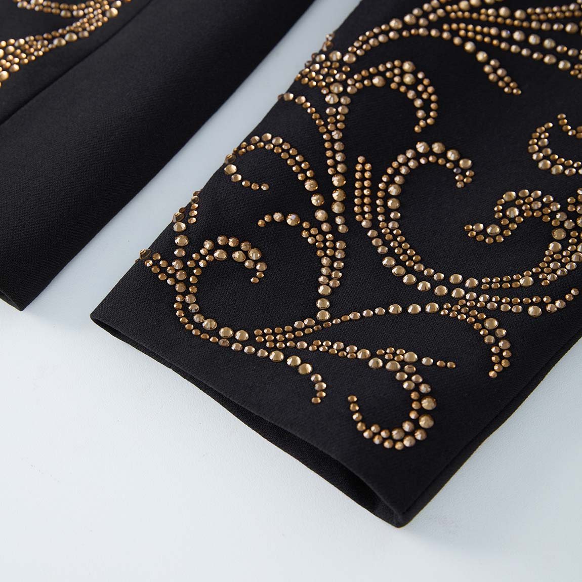 Diadem Pharaoh black dinner jacket with gold crown and scrolling crystal detailing - product view 21