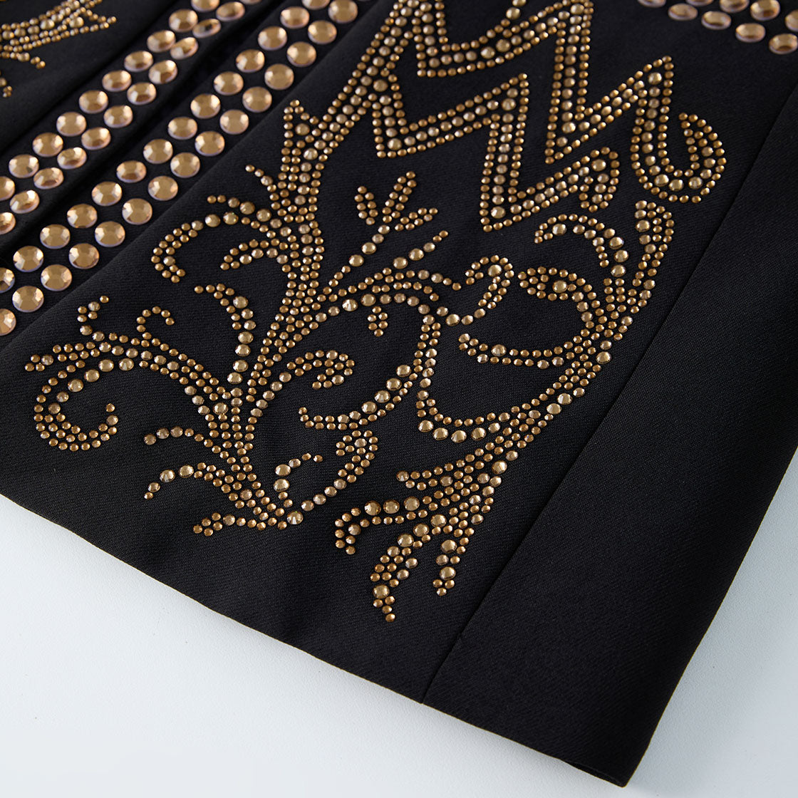 Diadem Pharaoh black dinner jacket with gold crown and scrolling crystal detailing - product view 22