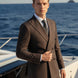 Brown Double-Breasted Striped Suit - Nevo Suits