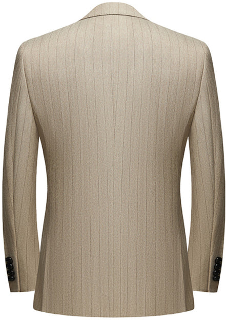 Men’s Light Brown Pinstripe Slim Fit 3-Piece Suit