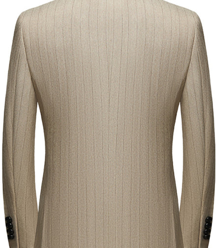 Men’s Light Brown Pinstripe Slim Fit 3-Piece Suit