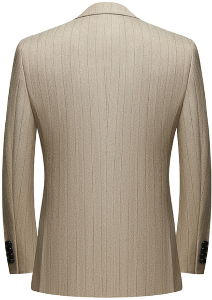 Men’s Light Brown Pinstripe Slim Fit 3-Piece Suit
