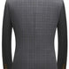Back view of charcoal grey slim fit plaid suit showing sharp shoulders