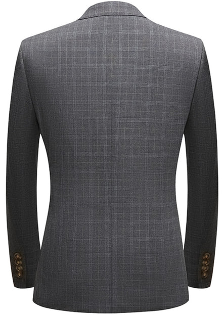 Men’s 3-Piece Slim Fit Plaid Suit Set for Business and Wedding