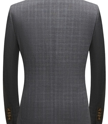 Men’s 3-Piece Slim Fit Plaid Suit Set for Business and Wedding