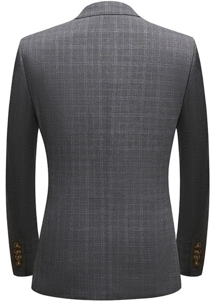Men’s 3-Piece Slim Fit Plaid Suit Set for Business and Wedding