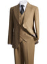 Men's Peak Lapel 3-piece Barge Collar Brown  Suit