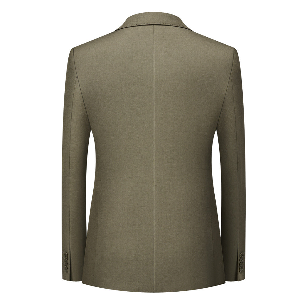 Men's Peak Lapel 3-piece Barge Collar Green  Suit