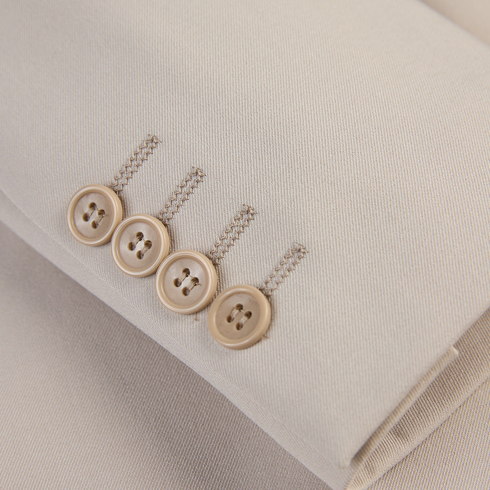 Men's Peak Lapel 3-piece Barge Collar White Suit