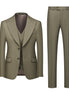 Men's Peak Lapel 3-piece Barge Collar Green  Suit