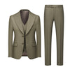 Men's Peak Lapel 3-piece Barge Collar Green  Suit