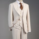 Ivory beige 3-piece suit with oversized peak lapels front view |