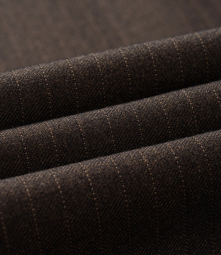 Men's 2-Piece Brown Striped Double-breasted Suit