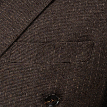 Men's 2-Piece Brown Striped Double-breasted Suit
