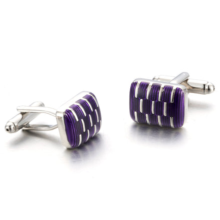 Men's Fashion Purple Enamel Geometric Cufflinks