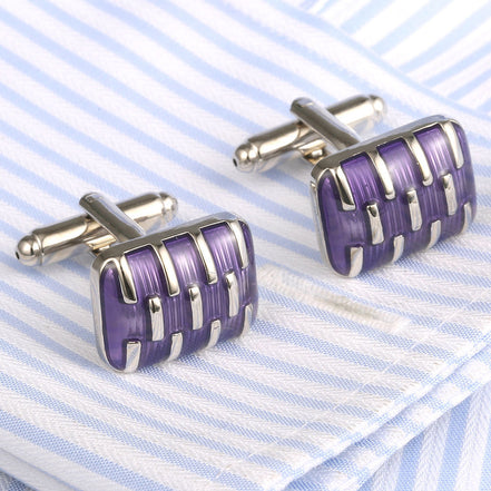 Men's Fashion Purple Enamel Geometric Cufflinks