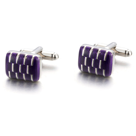 Men's Fashion Purple Enamel Geometric Cufflinks