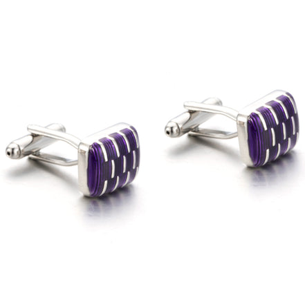 Men's Fashion Purple Enamel Geometric Cufflinks