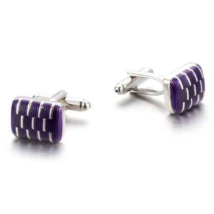 Men's Fashion Purple Enamel Geometric Cufflinks