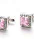 Men's High-Quality Geometric Pink Crystal Cufflinks