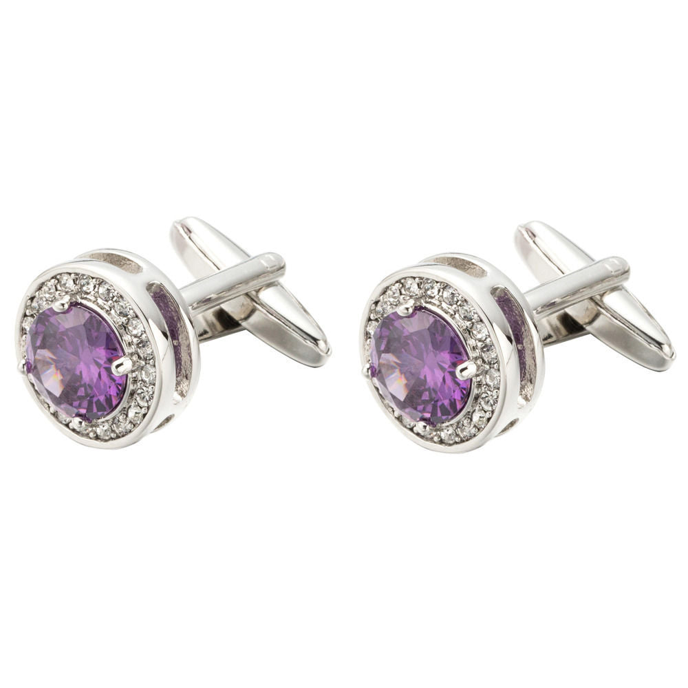 Men's Amethyst Crystal Purple Cufflinks