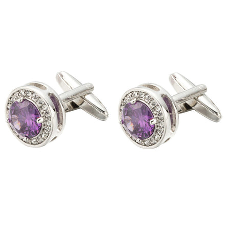 Men's Amethyst Crystal Purple Cufflinks