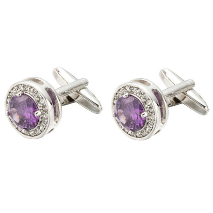 Men's Amethyst Crystal Purple Cufflinks