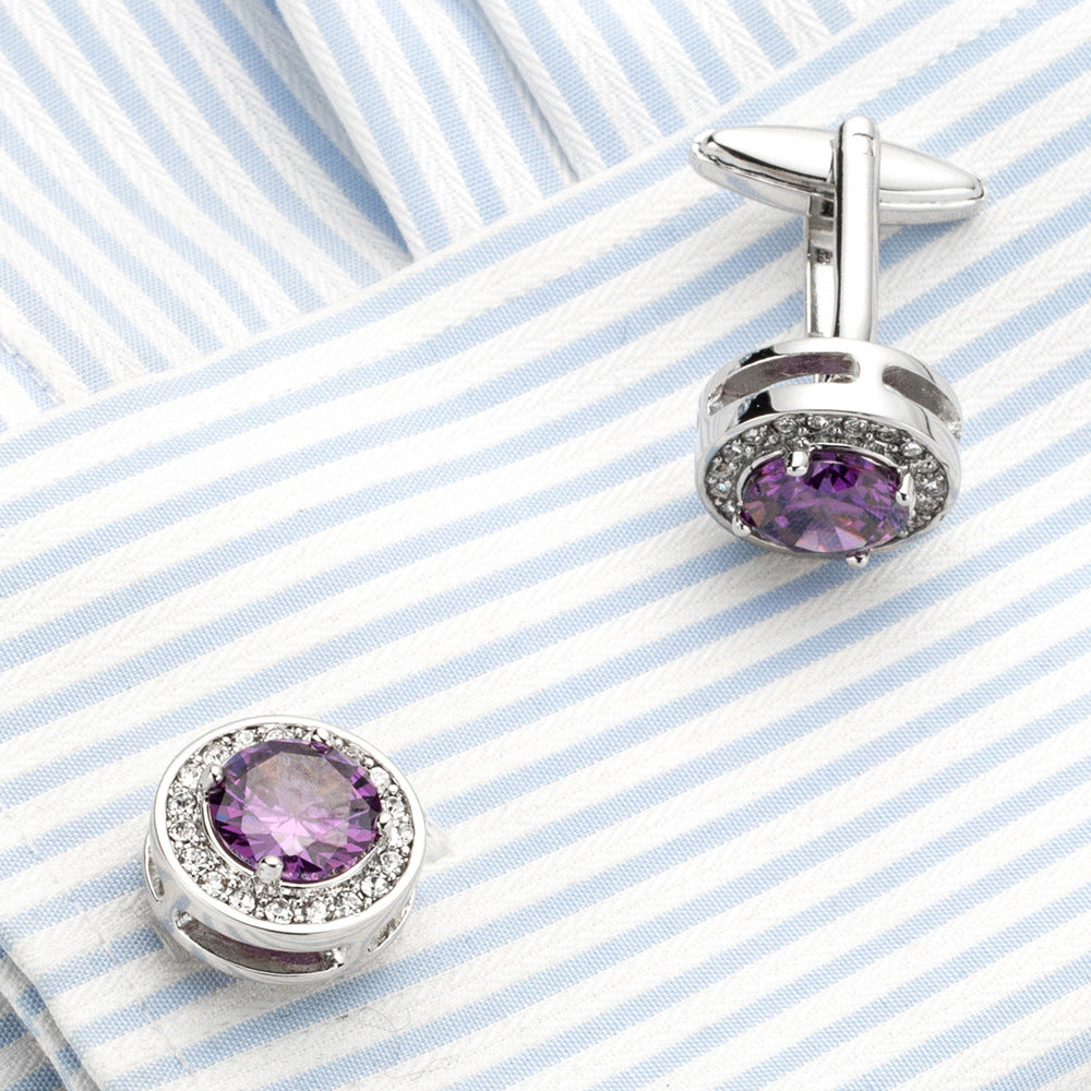 Men's Amethyst Crystal Purple Cufflinks