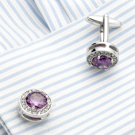 Men's Amethyst Crystal Purple Cufflinks