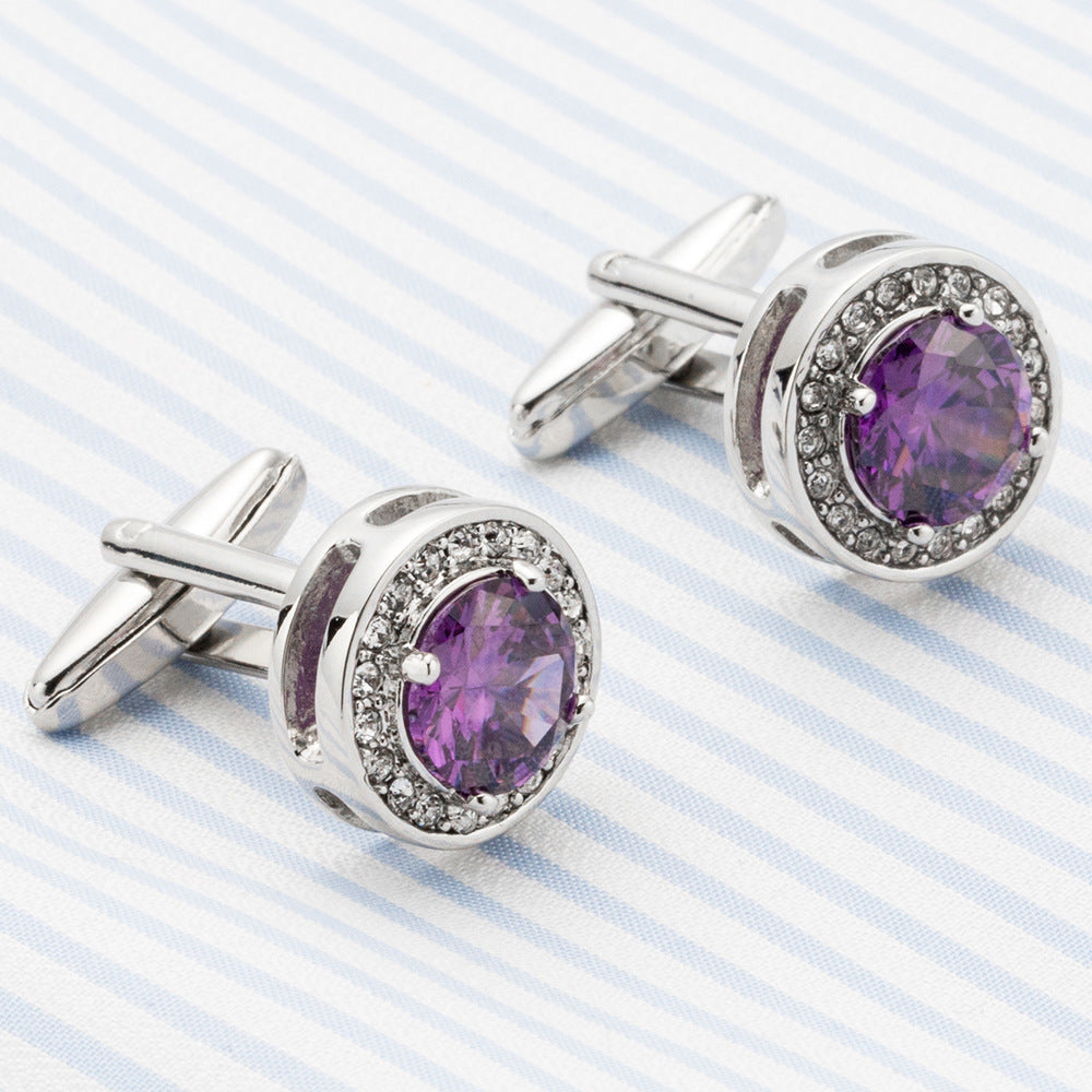 Men's Amethyst Crystal Purple Cufflinks