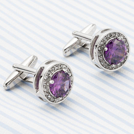 Men's Amethyst Crystal Purple Cufflinks